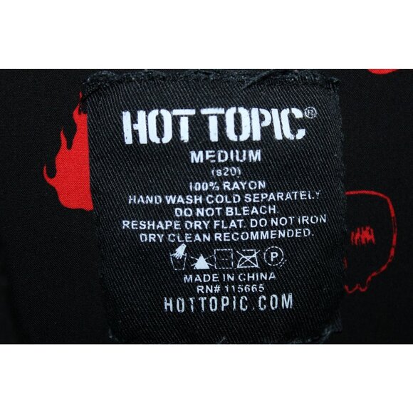 Hot Topic Black Short Sleeve Button Down Halloween Symbols Shirt Mens Medium - Picture 5 of 5